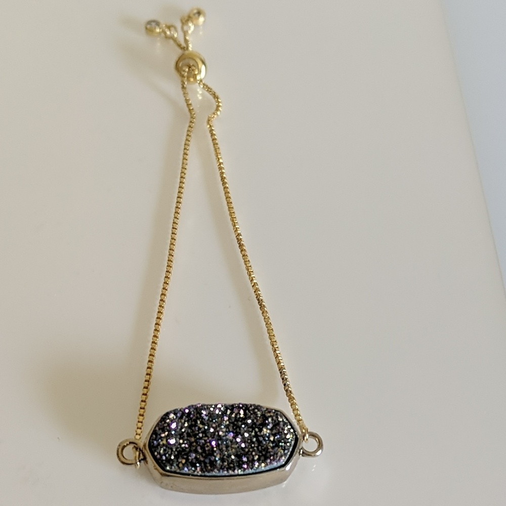 Gold wth Black Druzy Slide Bracelet